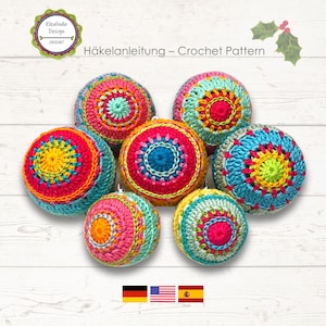 Crochet Pattern Christmas Baubles Christina, Boho Living Decoration, English (US terms), Espagnol Patron de ganchillo