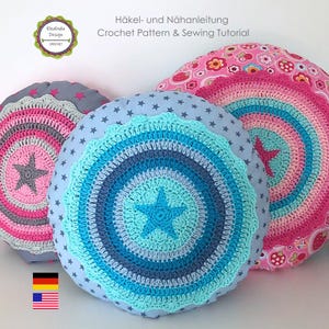 Crochet Pattern Star Pillow "Shabby Stars" sewing tutorial included