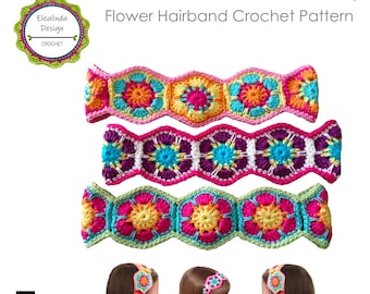 Crochet pattern headband, Flower headband, crochet hairband, photo tutorial, crochet project for beginners, PDF (US terms), instant download