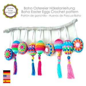 Crochet Pattern Boho Easter Eggs Cute Decoration for Easter Tutorial PDF ENGLISH (US terms) + Espagnol