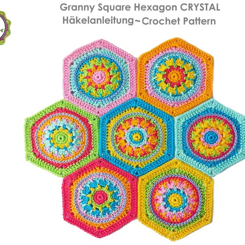 Crochet Pattern Granny Square Hexagon Shape CRYSTAL PDF - Etsy 【予約販売】本 US Vintage Ivory Blanket Granny’s ラグ