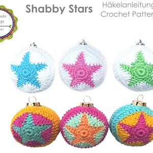 Crochet Pattern, Christmas Baubles, Stars, Star pattern, Christmas ball, PDF US terms image 1