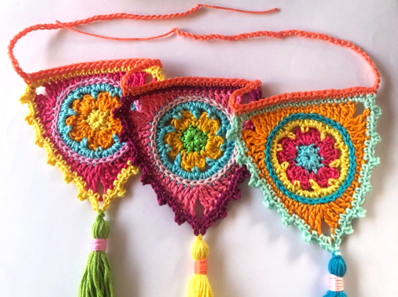 Crochet Pattern Garland, Crochet Boho Bunting, Crochet Pattern Pennant Garland, Home Decor Crochet Pattern, English US terms Espagnol image 7