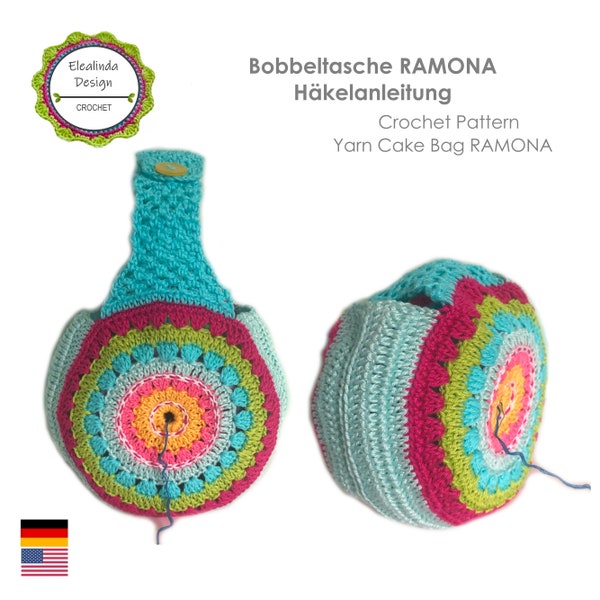 Crochet Pattern Bag Wristbag Yarn cake Bag, Yarn Holder Project Bag, Handmade Crochet Bag, PDF Download