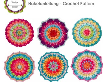 Häkelanleitung Mandala Mood 3 neue Modelle Häkelmandala Ebook PDF für Gestaltung von Kissen, Traumfänger, Deko