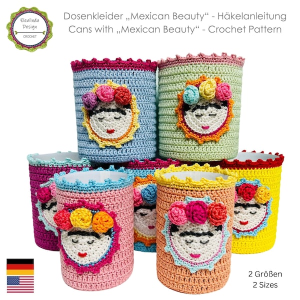 Häkelanleitung gehäkelte Dosenkleider "Mexican Beauty", Aufbewahrungsdosen, Upcycling Häkeln, Häkeldeko bunt, + Extra-Bonus Matroschka