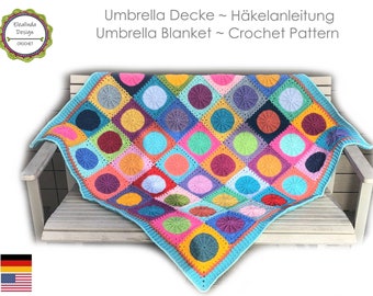 Crochet Pattern, Crochet Blanket, UMBRELLA Blanket, join as you go, Granny Square Blanket, Boho Blanket, PDF English (US terms)