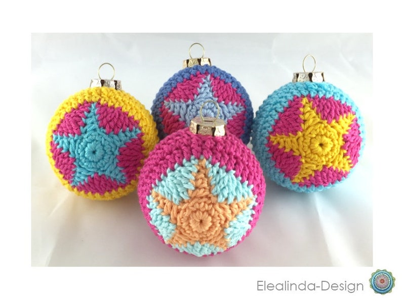 Crochet Pattern, Christmas Baubles, Stars, Star pattern, Christmas ball, PDF US terms image 3