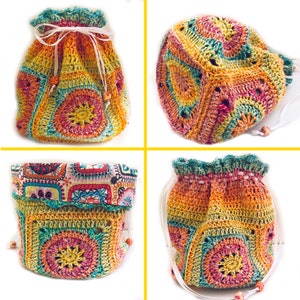 Crochet Pattern Little Pouch Treasure Bag Hodgepodge Bag Boho Crochet bag Photo Tutorial, English US terms, Instant Download image 3