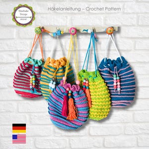 Crochet Pattern Treasure Bag Twister, Hodgepodge Pouch Boho Look, Detailed Tutorial English (US terms) PDF