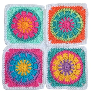 Häkelanleitung Granny Square, Modell Moxi, Häkelquadrat, für Häkeldecke, Quadrat, Kissen, PDF Bild 2