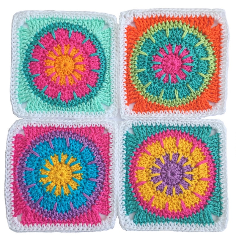 Häkelanleitung Granny Square, Modell Moxi, Häkelquadrat, für Häkeldecke, Quadrat, Kissen, PDF Bild 2