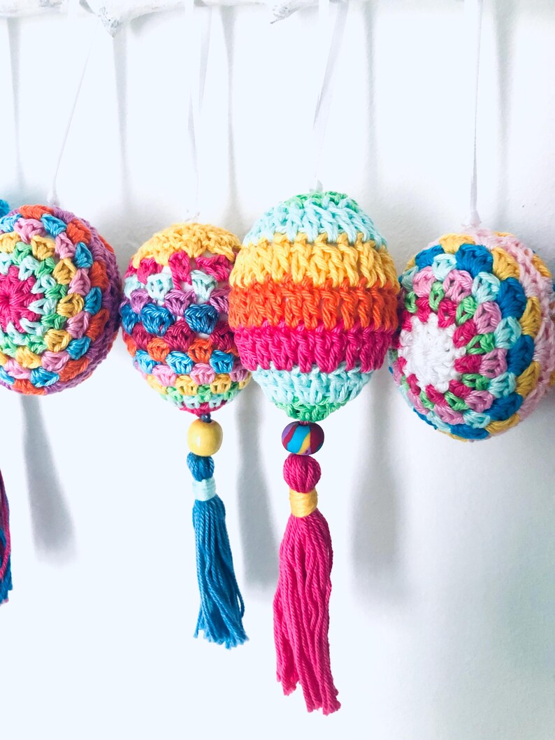 Häkelanleitung Ostereier Boho Osterdeko Häkelmuster Ostereier im Boho-Look Osterdekoration, Dekoration für Ostern, 3 Modelle, PDF Download Bild 11