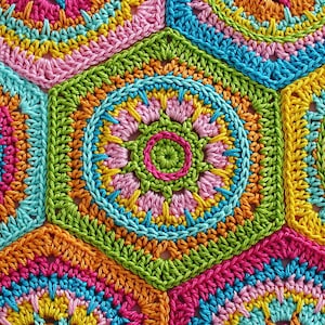 Häkelanleitung, Granny Square, Sechseck, Hexagon CRYSTAL, viele Bilder, anfängertauglich, PDF Bild 6