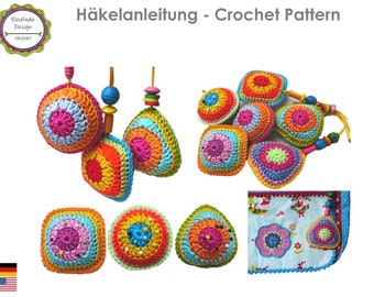 Crochet Pattern, Geominis, Bag Hanger, Key Pendant, Pincushion, Crochet Tutorial, PDF, ENGLISH (US Terms)