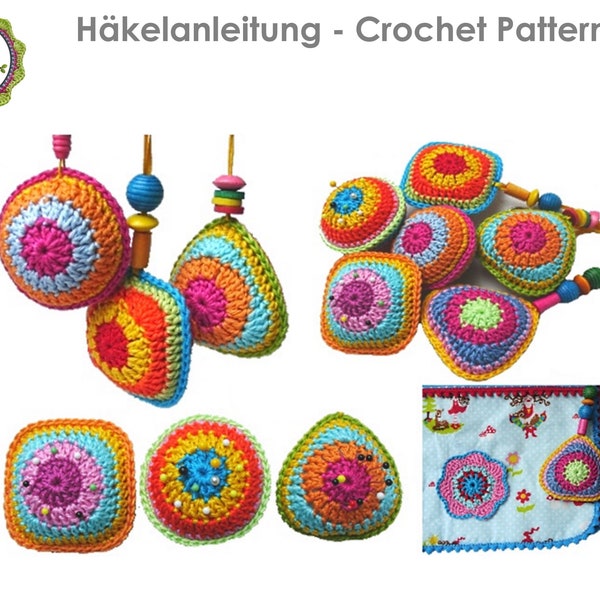 Crochet Pattern, Geominis, Bag Hanger, Key Pendant, Pincushion, Crochet Tutorial, PDF, ENGLISH (US Terms)