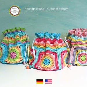Crochet Pattern Little Pouch, Treasure Bag, Sewing Tutorial included, PDF, English (US terms)