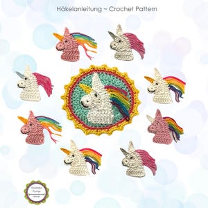 Crochet Pattern Unicorn Crochet Patch Applique PDF (US terms)