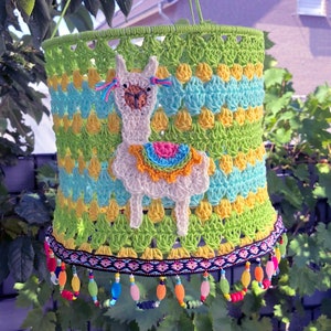 Crochet Pattern, Colorful Boho lantern, Incl. Alpaca Applique, Crochet Tutorial, PDF English US terms Espagnol image 6
