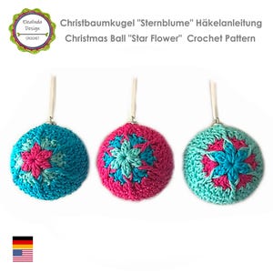 Crochet pattern, Christmas ball, Star Flower, Christmas, Christmas decorations, Christmas tree decorations, PDF (US terms)