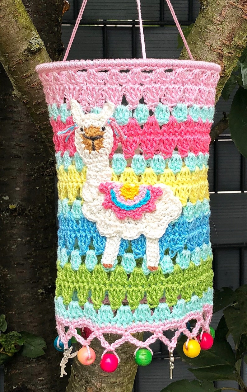 Crochet Pattern, Colorful Boho lantern, Incl. Alpaca Applique, Crochet Tutorial, PDF English US terms Espagnol image 4