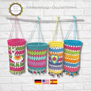 Crochet Pattern for Colorful Boho lanterns, Incl. Alpaca Applique, Beginner-friendly Crochet Tutorial, PDF English (US terms)