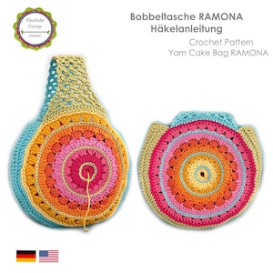 Häkelanleitung Tasche Handtasche Bobbeltasche für Wolle, Wolltasche Projekttasche gehäkelt, Häkeltasche, Häkelbeutel mit Garndurchführung