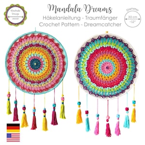 Crochet Pattern Mandala Dreams Dreamcatcher, Boho Crochet Pattern, Instant Download, Home decor crochet, Tutorial (US Terms)