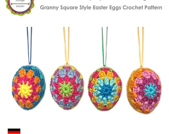 Crochet Pattern Easter Eggs Crochet Tutorial Granny Square Stripes Design Crochet Gift Pattern ENGLISH (US terms)