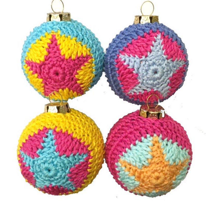 Crochet Pattern, Christmas Baubles, Stars, Star pattern, Christmas ball, PDF US terms image 2