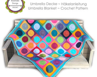 Crochet Pattern, Crochet Blanket, UMBRELLA Blanket, join as you go, Granny Square Blanket, Boho Blanket, PDF English (US terms)
