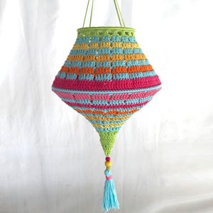Crochet Pattern Boho Summer Lampions, crocheted lanterns tutorial, Boho Living lampshade,garden decoration, PDF image 11