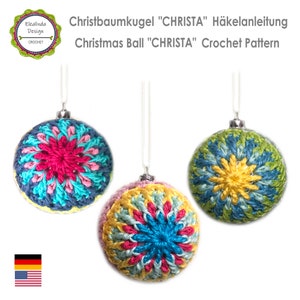 Häkelanleitung Christbaumkugeln Christa Reliefmuster, Deko für Weihnachten, Weihnachtsdeko Christbaumschmuck PDF mit vielen Fotos Download Bild 1