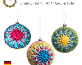 Crochet pattern Christmas baubles Boho Eclectic Design, Christmas Balls, Christmas decorations, Christmas tree decor, PDF (US terms)