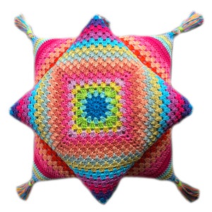 Crochet Pattern Pillow, Cushion Retro, Crochet Tutorial, Boho Dreams Cushion, Granny Square Cushion, any size and yarn, PDF US terms image 4