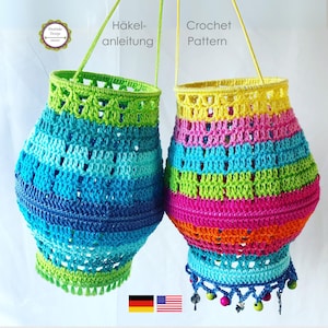 Crochet Pattern Boho Nights Lampion, Colorful round Lantern for decoration, PDF