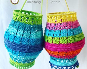 Crochet Pattern Boho Nights Lampion, Colorful round Lantern for decoration, PDF