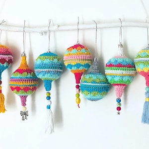 Crochet Pattern Christmas Baubles "My Boho Christmas", 3 versions Christmas ball, PDF (US terms), Patron de ganchillo Navidad