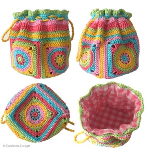 Crochet Pattern Little Pouch Treasure Bag Hodgepodge Bag Boho Crochet bag Photo Tutorial, English US terms, Instant Download image 4