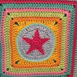 Häkelanleitung, Stern Quadrat, Granny Square mit Sternmotiv, Shabby Stars, Stern, Hexagon, Sechseck, PDF, Download Bild 7