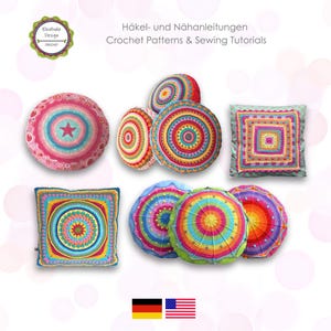 Crochet pattern package Pillows and Cushions, 5x PDF ENGLISH (US terms)