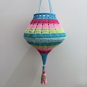 Crochet Pattern Boho Summer Lampions, crocheted lanterns tutorial, Boho Living lampshade,garden decoration, PDF image 5