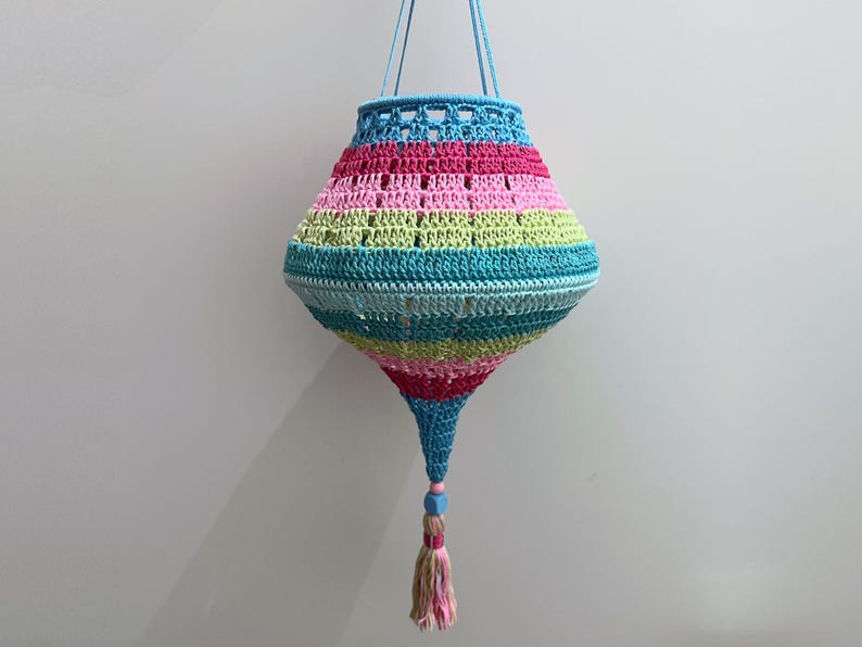 Crochet Pattern Boho Summer Lampions, crocheted lanterns tutorial, Boho Living lampshade,garden decoration, PDF image 5