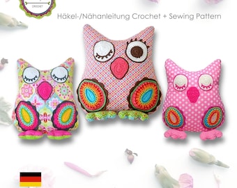 Owl BELLA crochet pattern+ sewing tutorial, Decorative Cushion Pillow, PDF English (US terms)