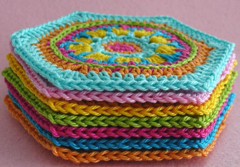 Häkelanleitung, Granny Square, Sechseck, Hexagon CRYSTAL, viele Bilder, anfängertauglich, PDF Bild 4