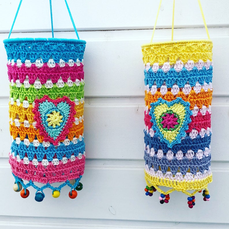 Crochet Pattern, Colorful Boho lantern, Incl. Alpaca Applique, Crochet Tutorial, PDF English US terms Espagnol image 9