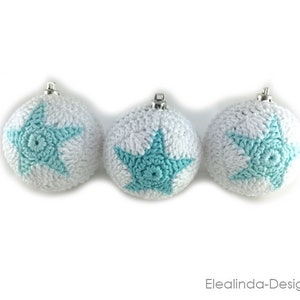 Crochet Pattern, Christmas Baubles, Stars, Star pattern, Christmas ball, PDF US terms afbeelding 4