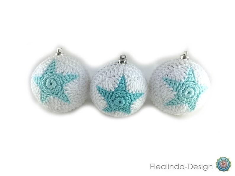 Crochet Pattern, Christmas Baubles, Stars, Star pattern, Christmas ball, PDF US terms afbeelding 4