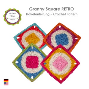Crochet pattern, Granny Square, RETRO pattern, Seventies Look, Photo tutorial, PDF (US terms), Instant Download