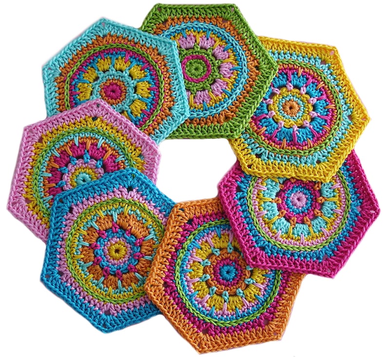 Häkelanleitung, Granny Square, Sechseck, Hexagon CRYSTAL, viele Bilder, anfängertauglich, PDF Bild 2